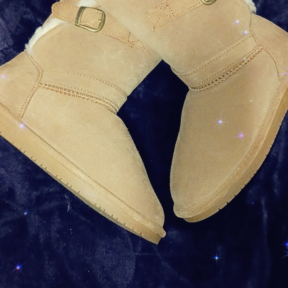 BearPaw Tan Ankle Boots with Buckle